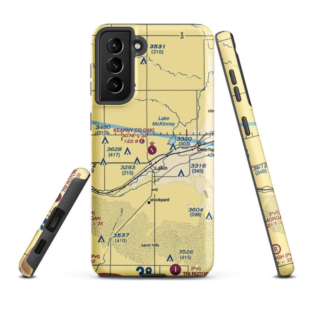 Kearny County Airport (36K) VFR Sectional Samsung Phone Case Samsung Galaxy S21 Plus model shown