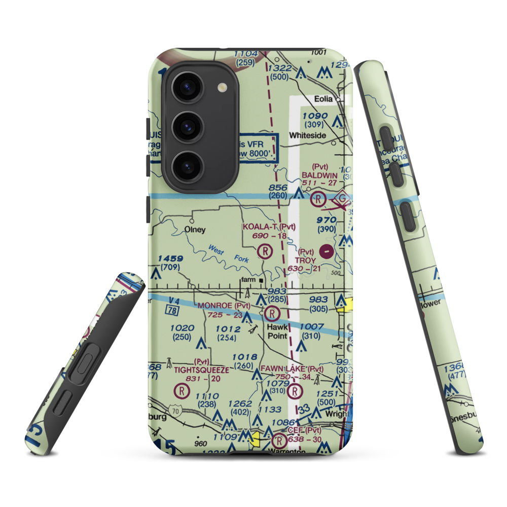 Keeven Air Ranch Airport (MO93) VFR Sectional Samsung Phone Case Samsung Galaxy S23 Plus model shown
