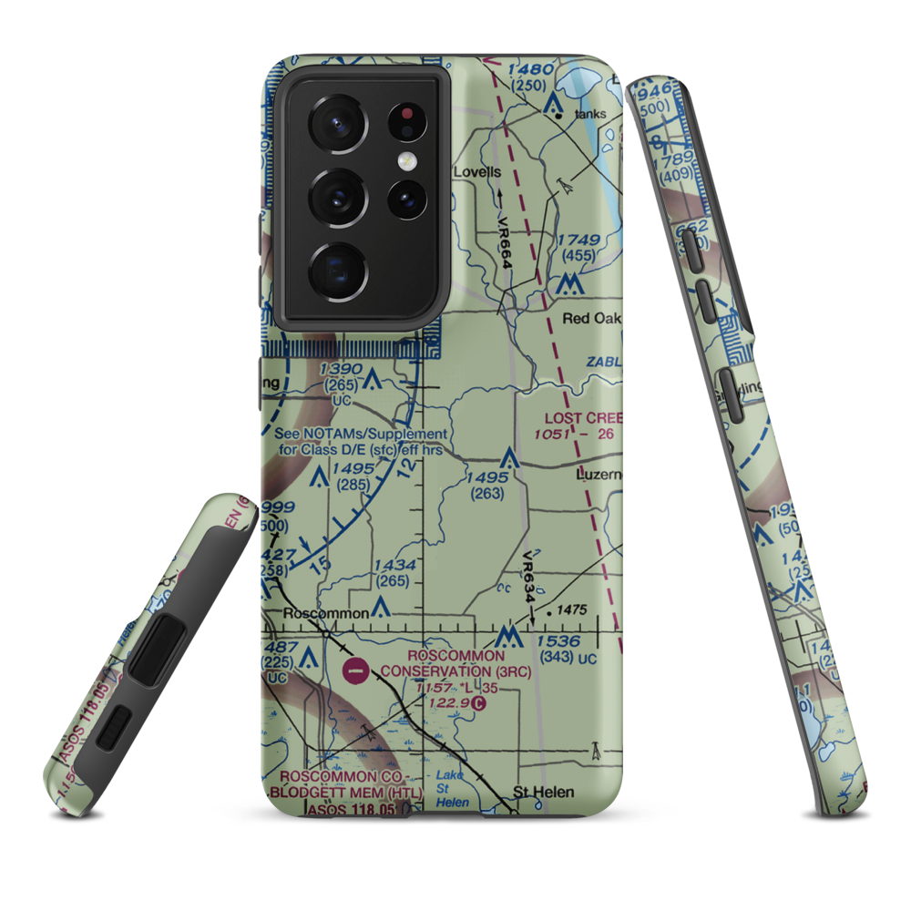 Kelleys Airport (0MI3) VFR Sectional Samsung Phone Case Samsung Galaxy S21 Plus model shown