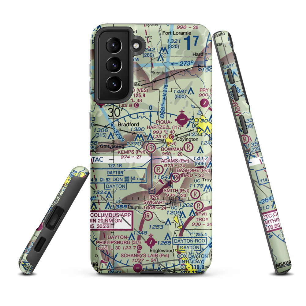 Kemps Field of Dreams Airport (6OH9) VFR Sectional Samsung Phone Case Samsung Galaxy S21 FE model shown