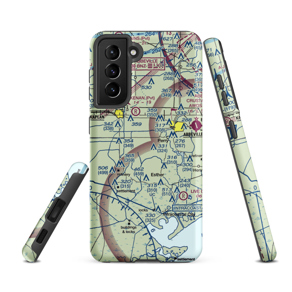 Ken Guidry Nr 1 Airport (LS68) VFR Sectional Samsung Phone Case Samsung Galaxy S21 FE model shown