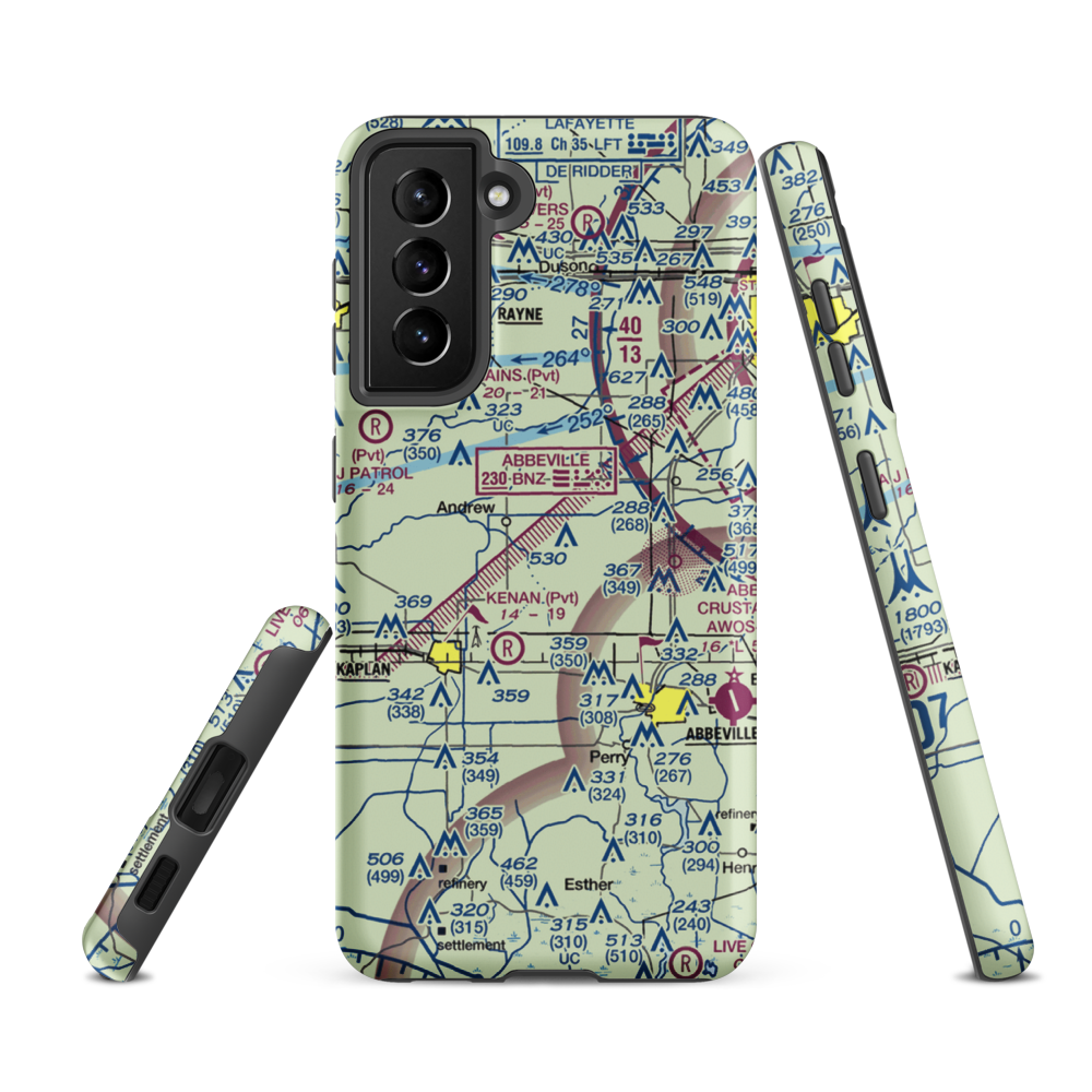 Ken Guidry Nr 4 Airport (62LA) VFR Sectional Samsung Phone Case Samsung Galaxy S21 FE model shown