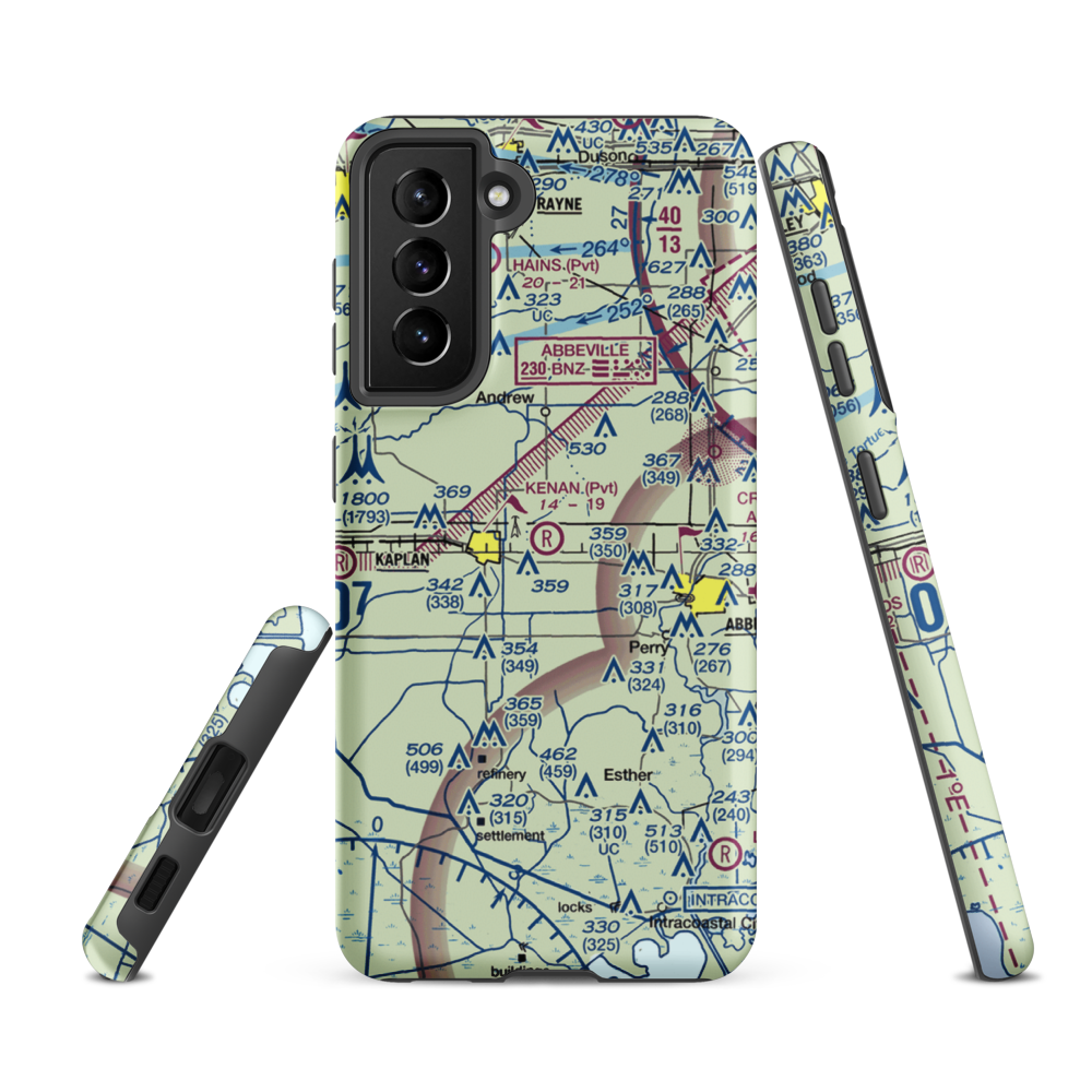 Kenan Airstrip (LA61) VFR Sectional Samsung Phone Case Samsung Galaxy S21 FE model shown