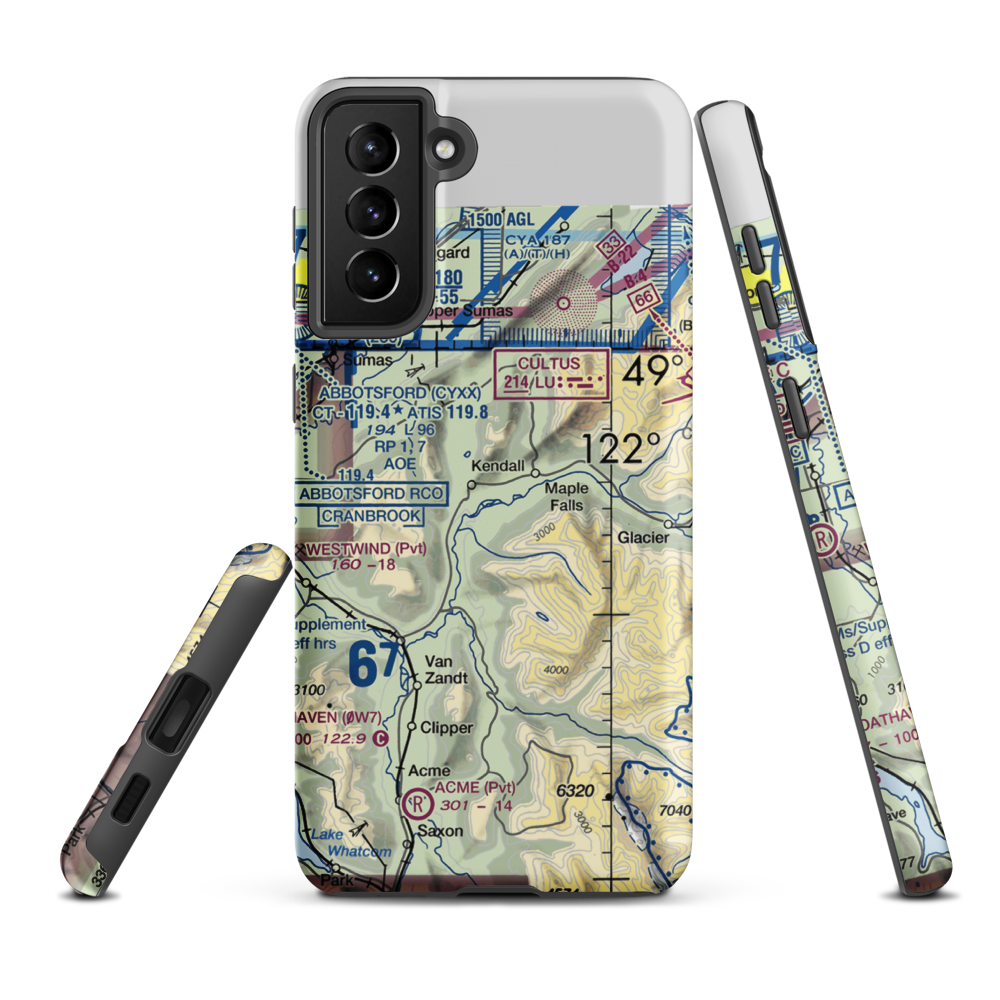 Kendall Airstrip (WN08) VFR Sectional Samsung Phone Case Samsung Galaxy S21 FE model shown