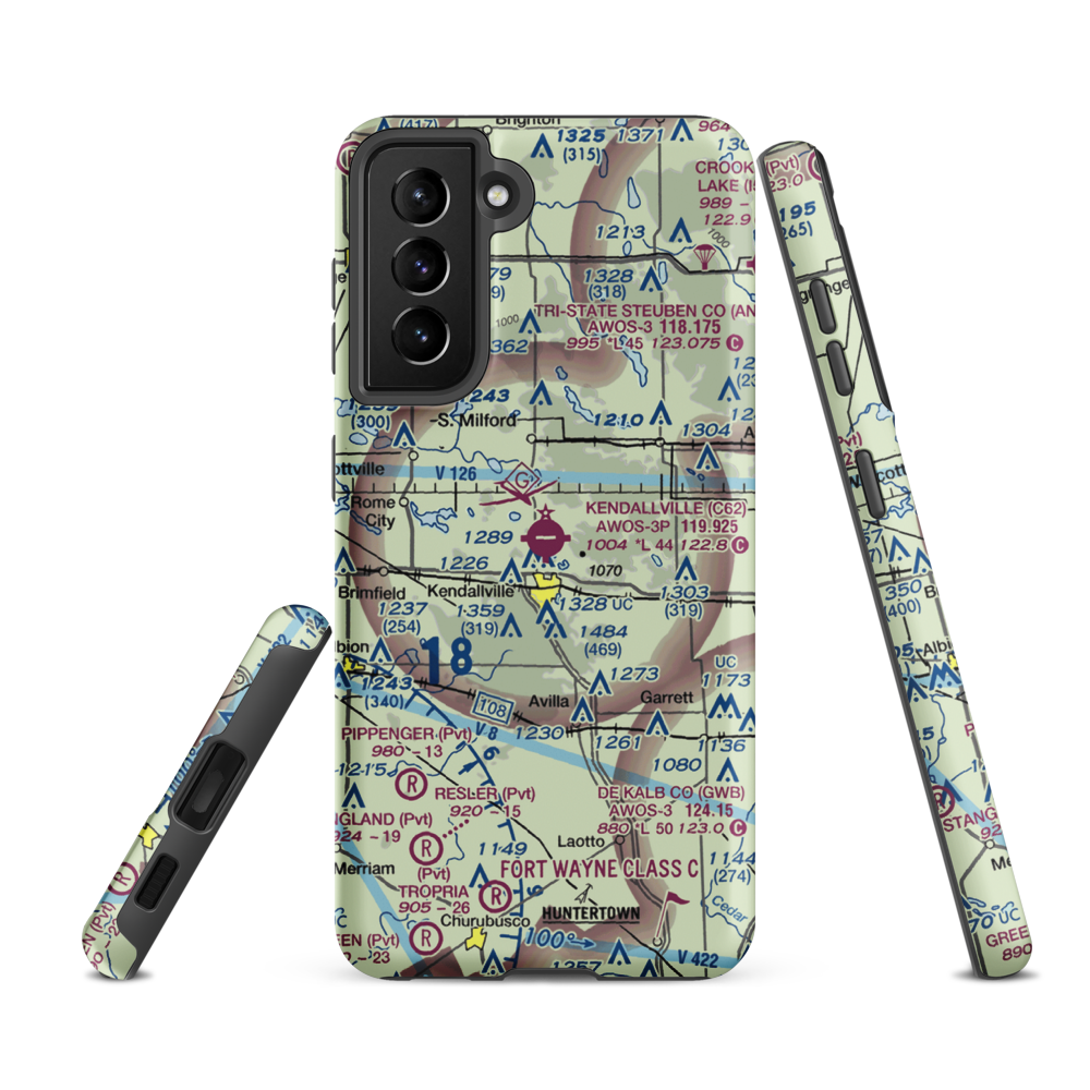 Kendallville Municipal Airport (C62) VFR Sectional Samsung Phone Case Samsung Galaxy S21 Ultra model shown