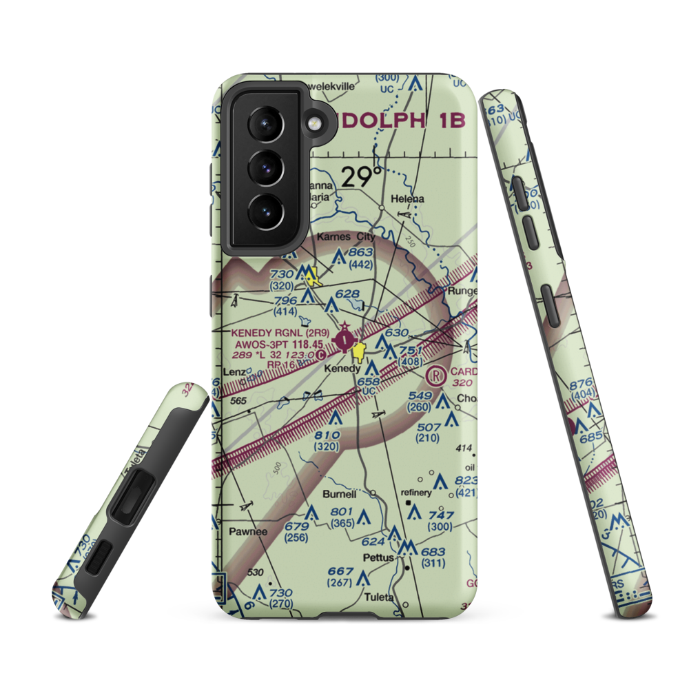 Kenedy Regional Airport (2R9) VFR Sectional Samsung Phone Case Samsung Galaxy S21 FE model shown