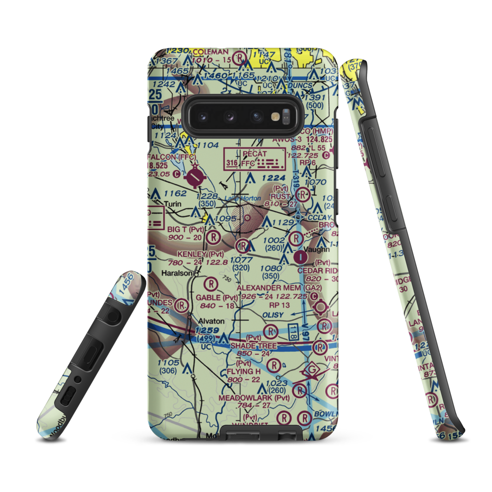 Kenley Field (GA61) VFR Sectional Samsung Phone Case Samsung Galaxy S10 Plus model shown