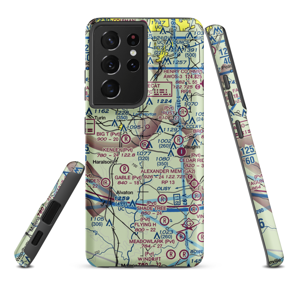 Kenley Field (GA61) VFR Sectional Samsung Phone Case Samsung Galaxy S21 Plus model shown