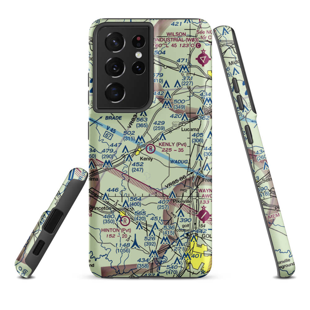Kenly Airport (7NC3) VFR Sectional Samsung Phone Case Samsung Galaxy S21 Ultra model shown