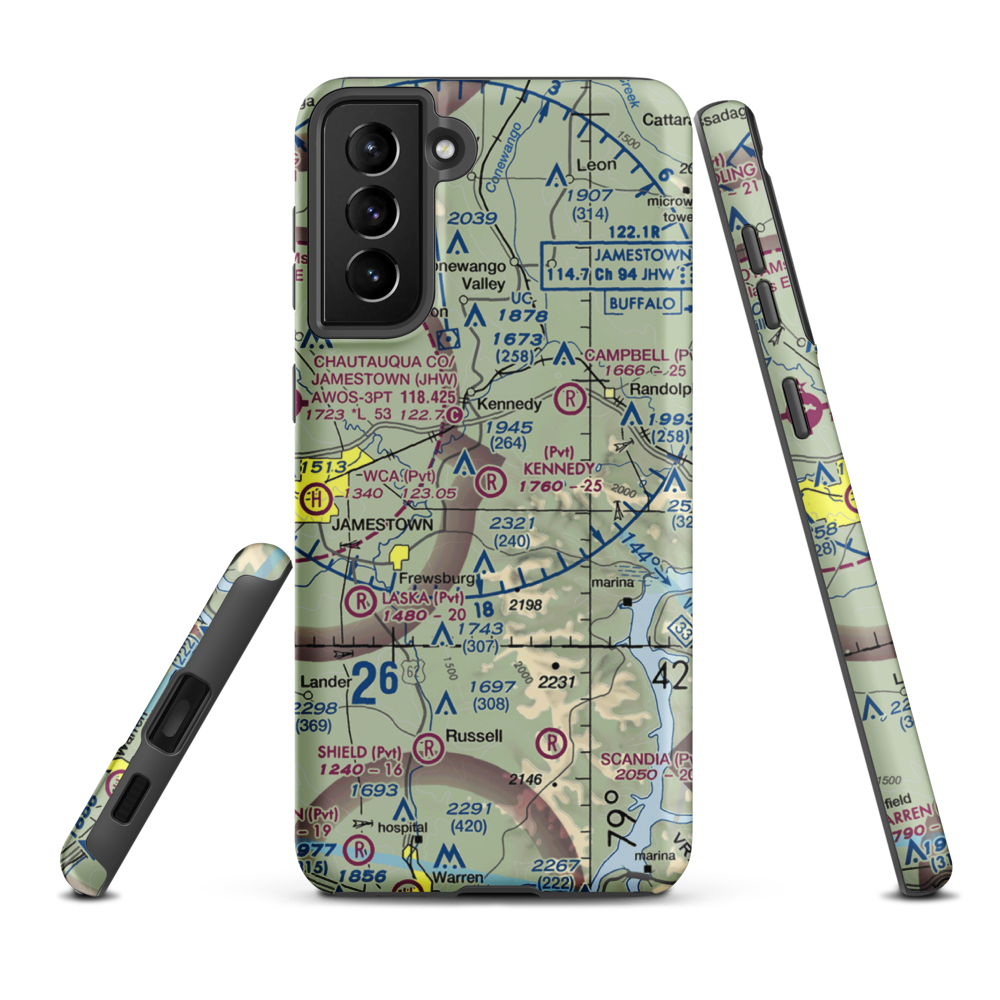 Kennedy Airfield (9NY4) VFR Sectional Samsung Phone Case Samsung Galaxy S21 Plus model shown