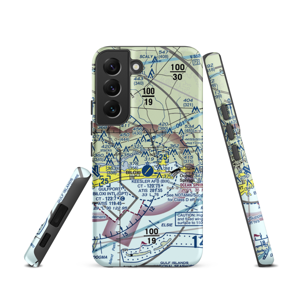 Kennedy Executive Airport (MS66) VFR Sectional Samsung Phone Case Samsung Galaxy S22 model shown