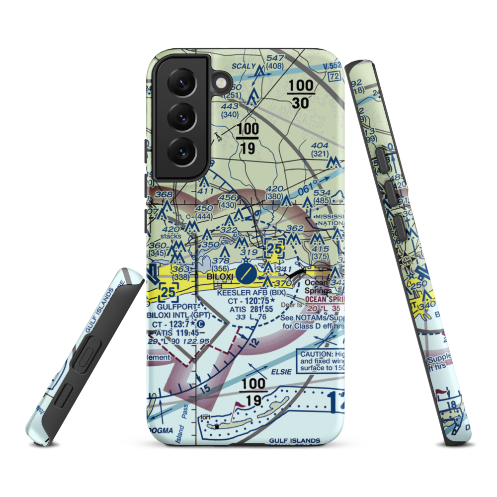 Kennedy Executive Airport (MS66) VFR Sectional Samsung Phone Case Samsung Galaxy S22 Plus model shown