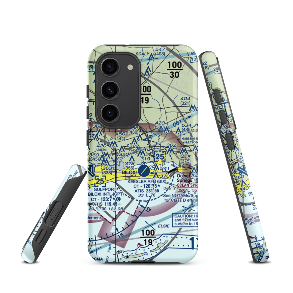 Kennedy Executive Airport (MS66) VFR Sectional Samsung Phone Case Samsung Galaxy S23 model shown