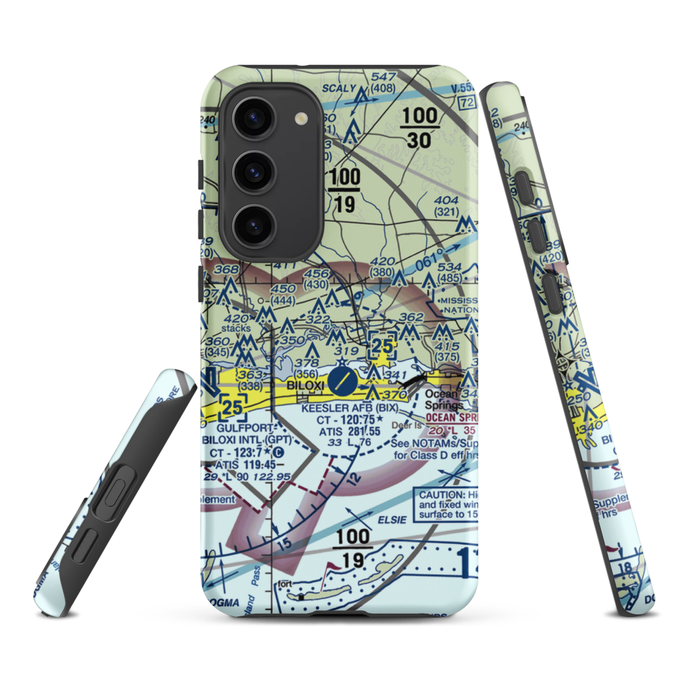 Kennedy Executive Airport (MS66) VFR Sectional Samsung Phone Case Samsung Galaxy S23 Plus model shown