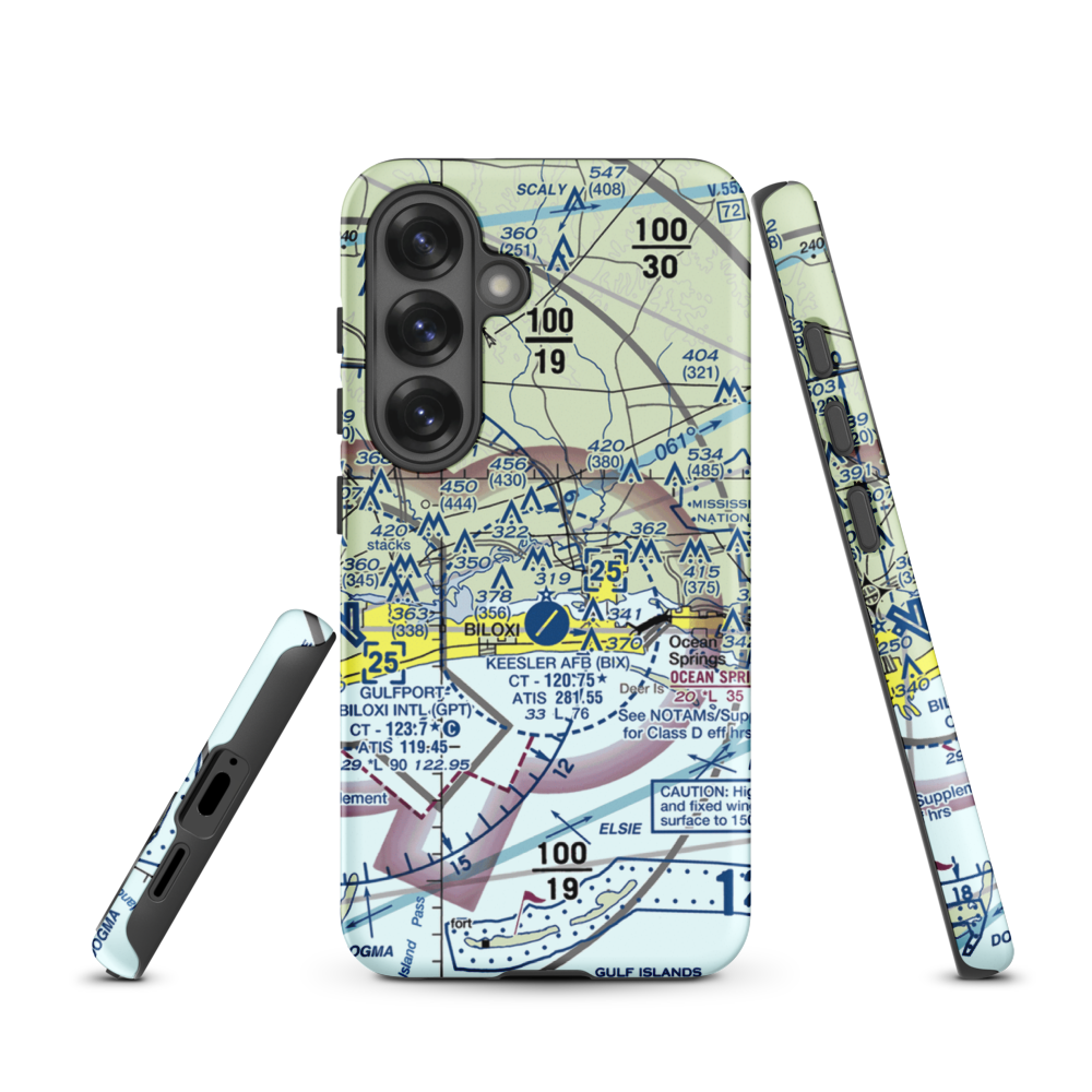 Kennedy Executive Airport (MS66) VFR Sectional Samsung Phone Case Samsung Galaxy S25 model shown