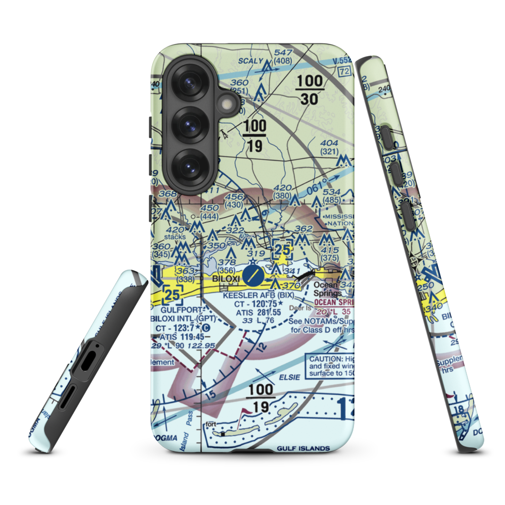 Kennedy Executive Airport (MS66) VFR Sectional Samsung Phone Case Samsung Galaxy S25 Plus model shown