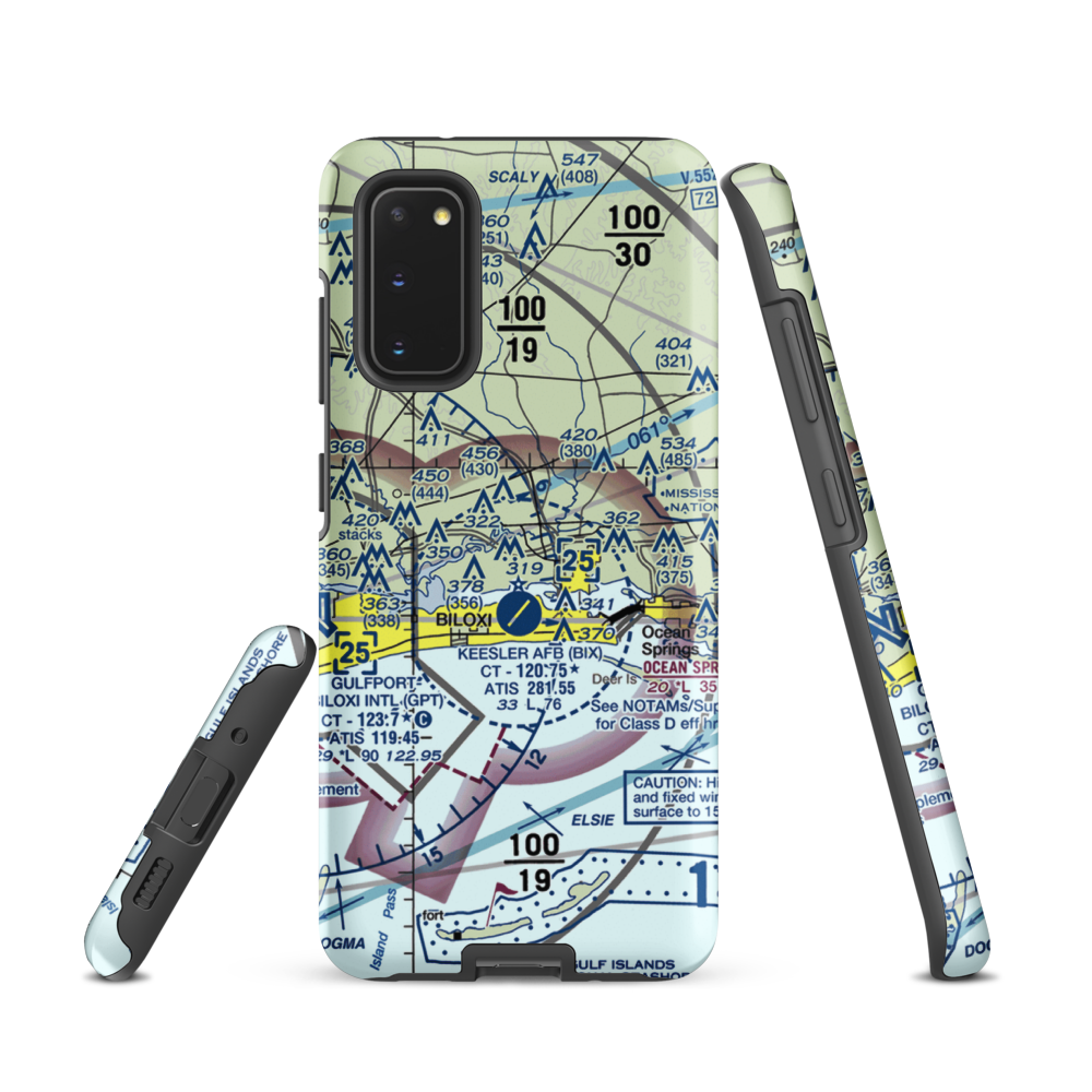 Kennedy Executive Airport (MS66) VFR Sectional Samsung Phone Case Samsung Galaxy S20 model shown