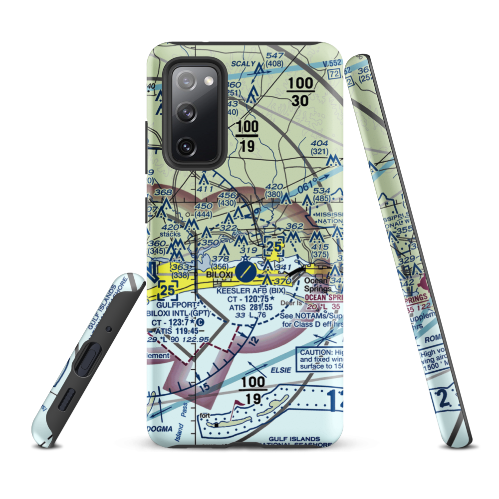 Kennedy Executive Airport (MS66) VFR Sectional Samsung Phone Case Samsung Galaxy S20 FE model shown