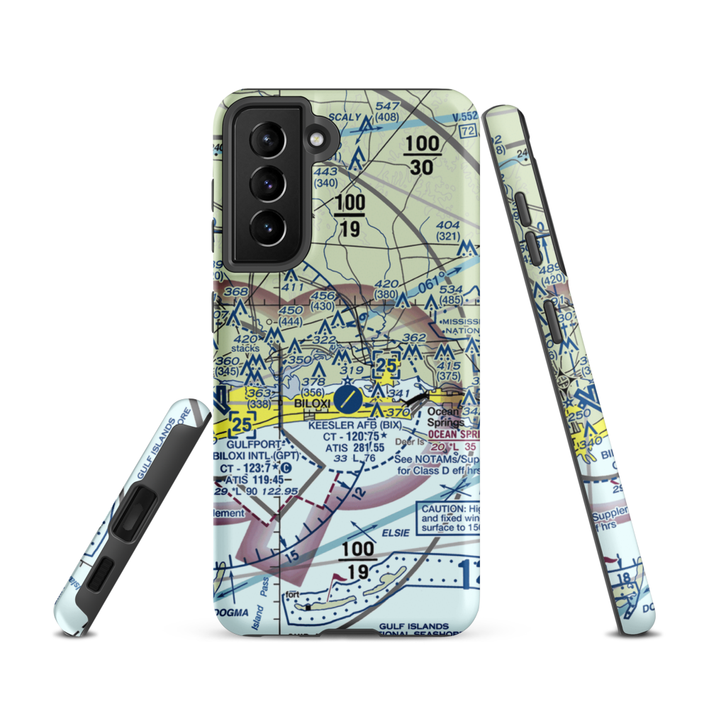 Kennedy Executive Airport (MS66) VFR Sectional Samsung Phone Case Samsung Galaxy S21 model shown