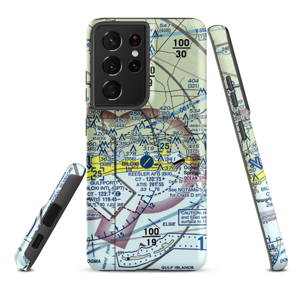 Kennedy Executive Airport (MS66) VFR Sectional Samsung Phone Case Samsung Galaxy S21 Ultra model shown