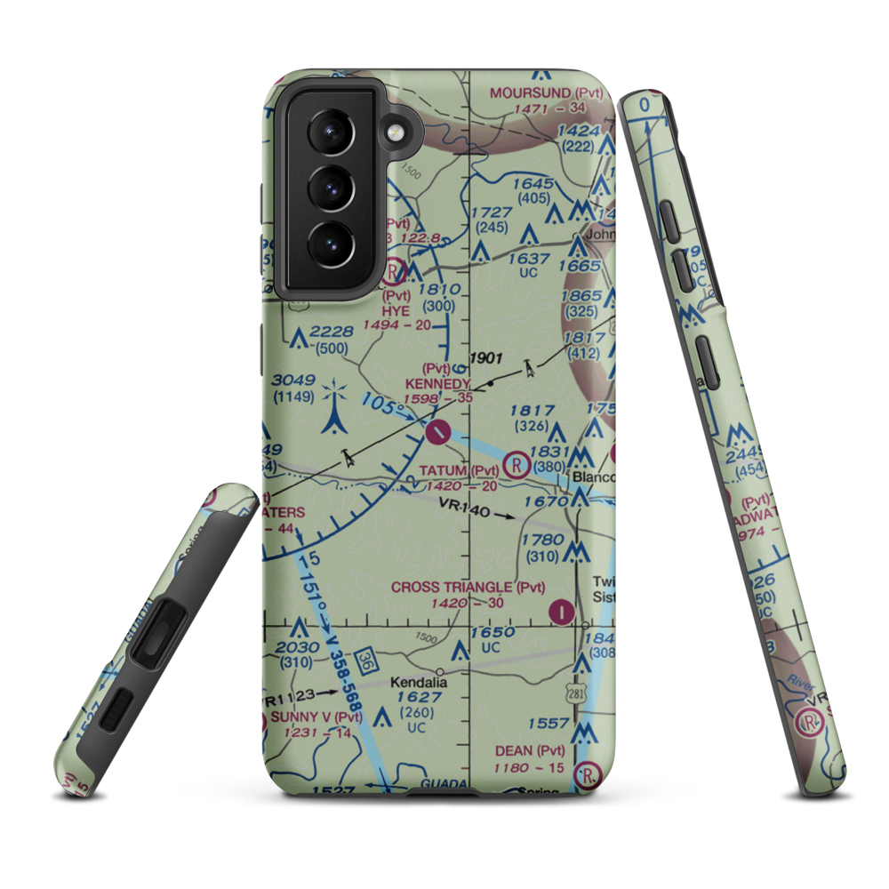 Kennedy Ranch Airport (50TX) VFR Sectional Samsung Phone Case Samsung Galaxy S21 FE model shown
