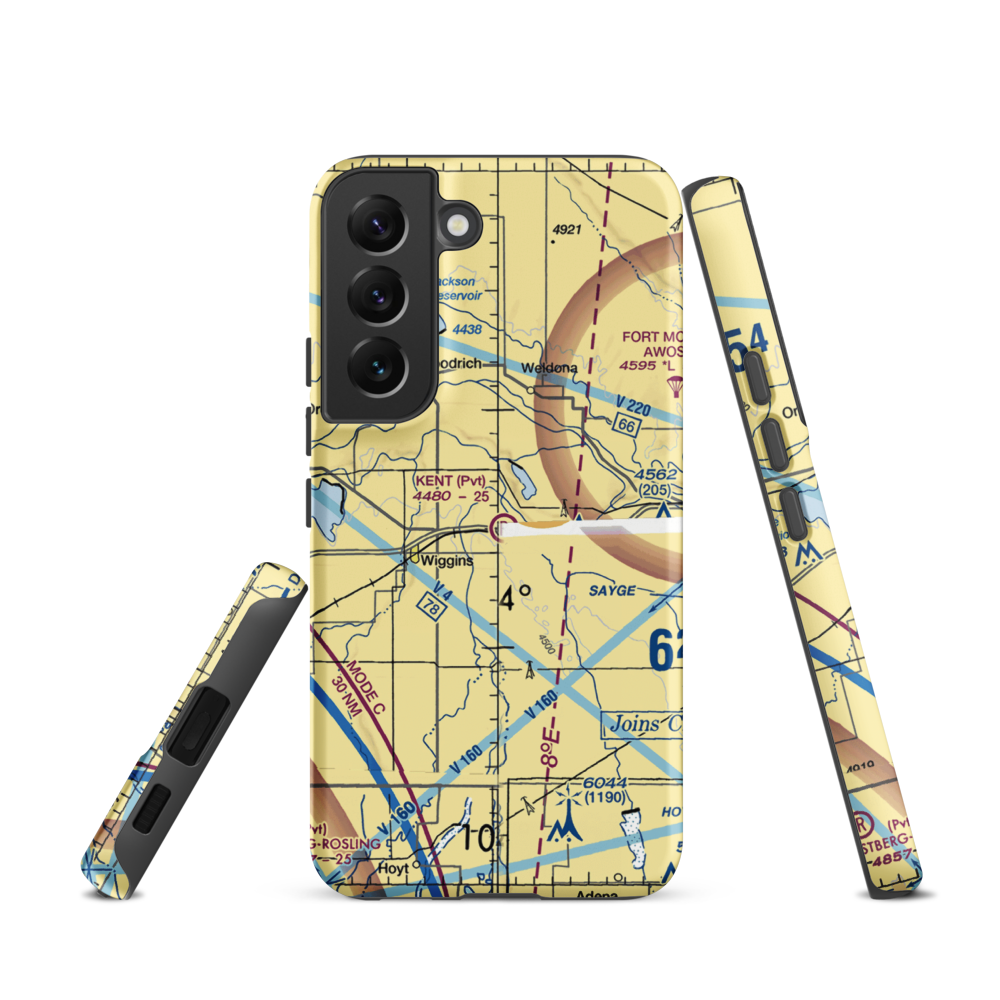 Kent Airport (8CO0) VFR Sectional Samsung Phone Case Samsung Galaxy S22 model shown