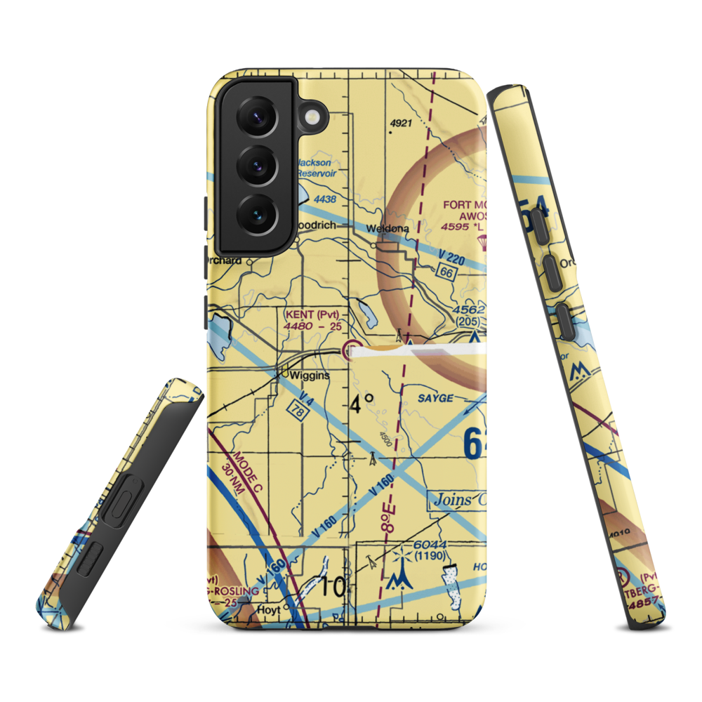 Kent Airport (8CO0) VFR Sectional Samsung Phone Case Samsung Galaxy S22 Plus model shown