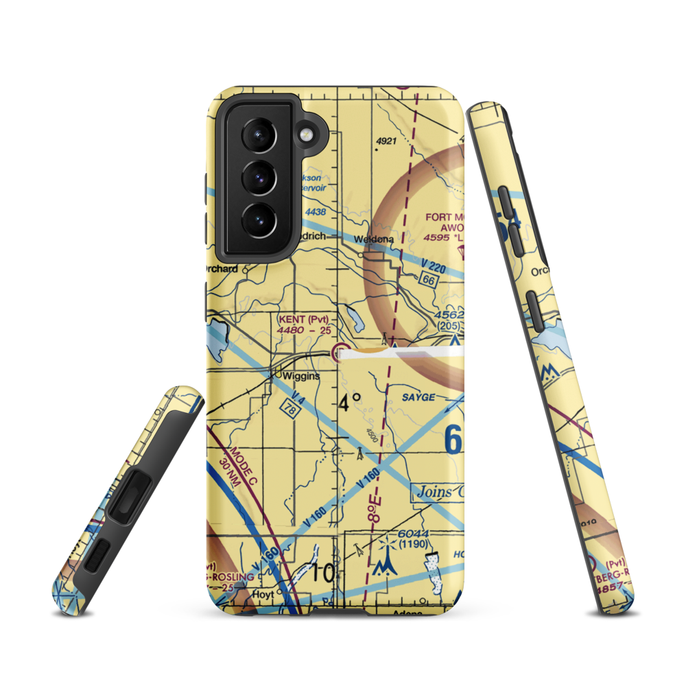 Kent Airport (8CO0) VFR Sectional Samsung Phone Case Samsung Galaxy S21 model shown