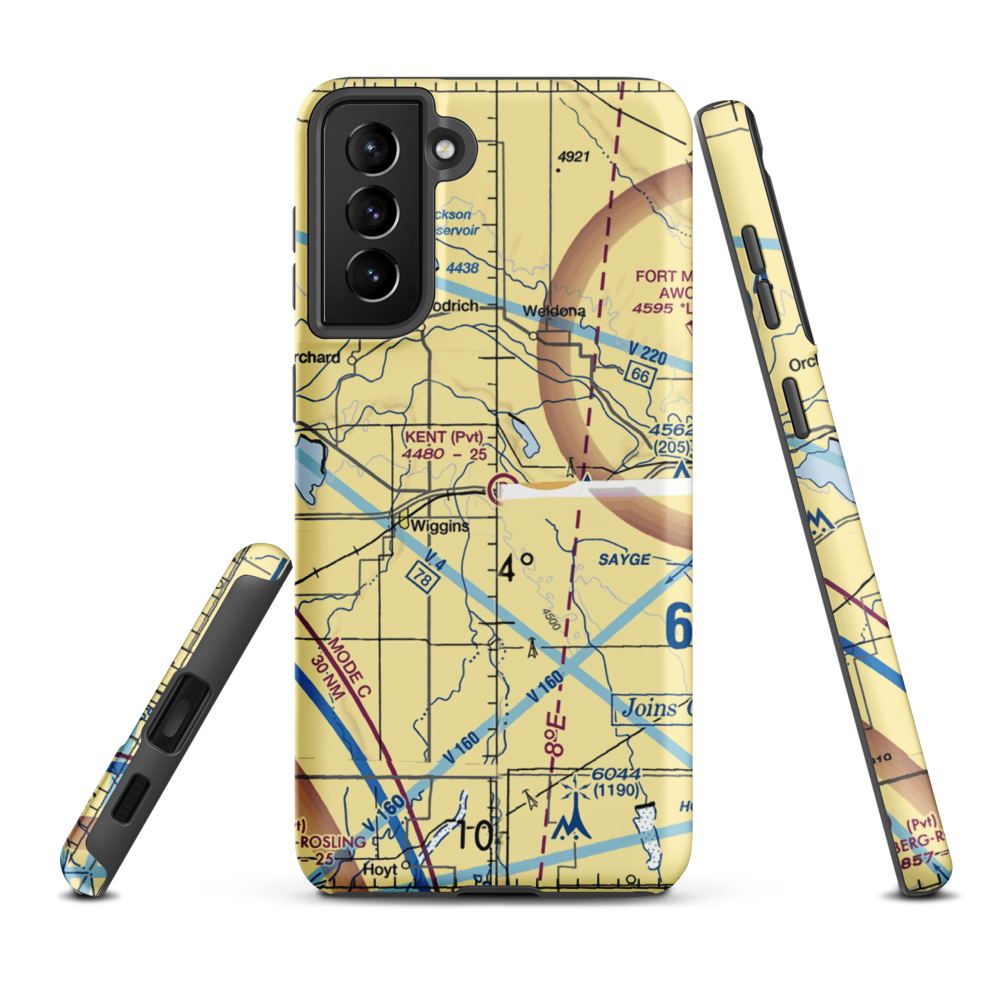 Kent Airport (8CO0) VFR Sectional Samsung Phone Case Samsung Galaxy S21 Plus model shown