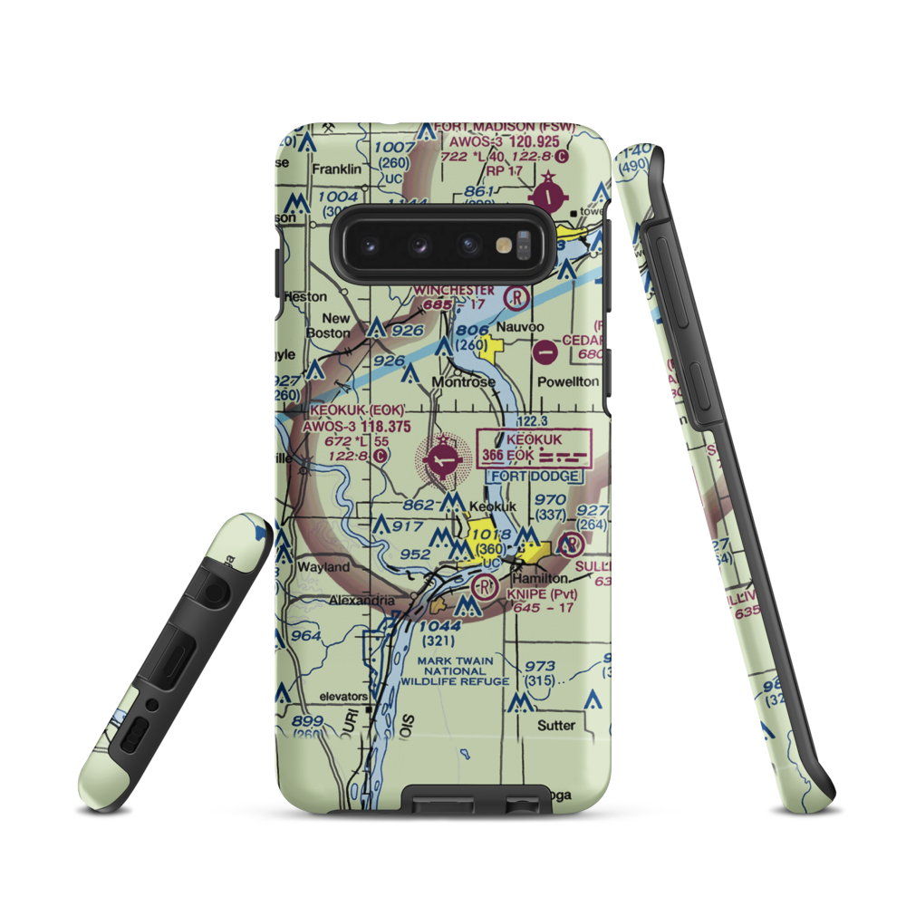 Keokuk Municipal Airport (EOK) VFR Sectional Samsung Phone Case Samsung Galaxy S10 model shown
