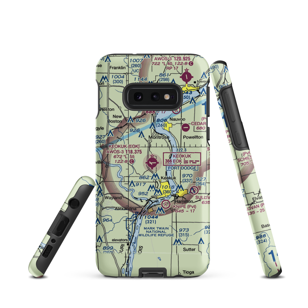Keokuk Municipal Airport (EOK) VFR Sectional Samsung Phone Case Samsung Galaxy S10e model shown