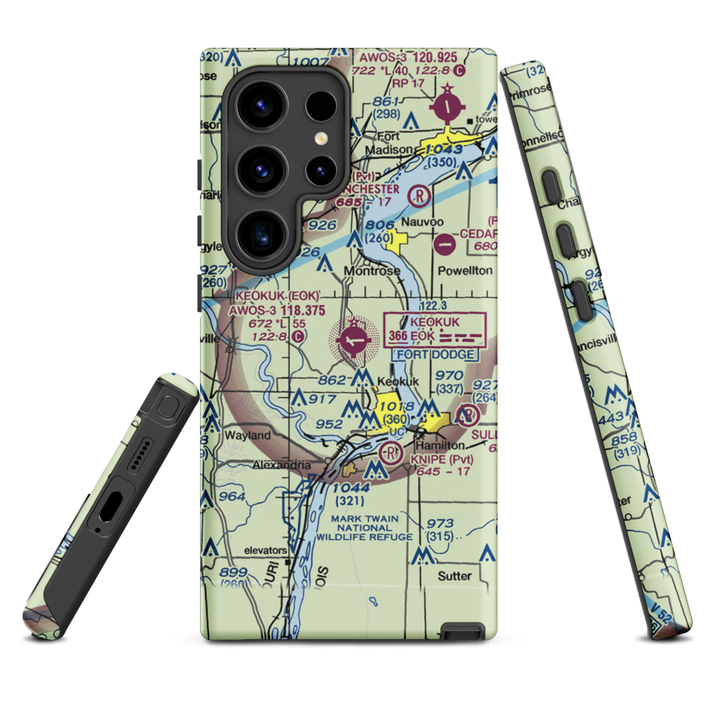 Keokuk Municipal Airport (EOK) VFR Sectional Samsung Phone Case Samsung Galaxy S24 Ultra model shown