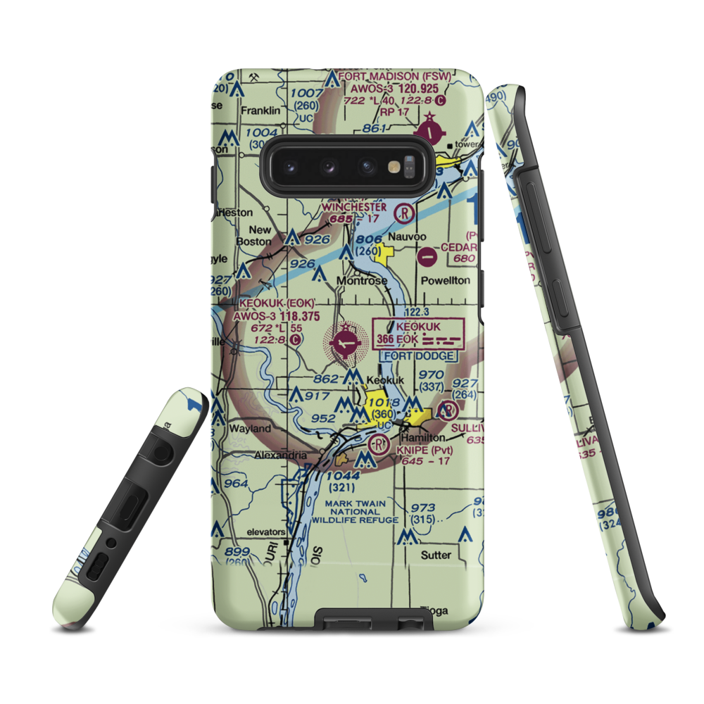 Keokuk Municipal Airport (EOK) VFR Sectional Samsung Phone Case Samsung Galaxy S10 Plus model shown