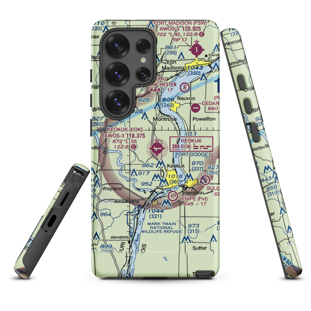 Keokuk Municipal Airport (EOK) VFR Sectional Samsung Phone Case Samsung Galaxy S25 Ultra model shown