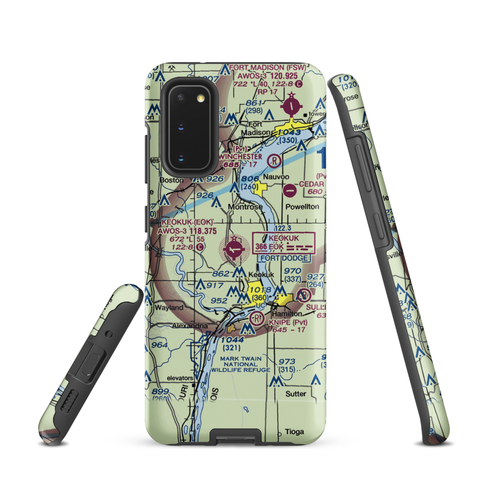 Keokuk Municipal Airport (EOK) VFR Sectional Samsung Phone Case Samsung Galaxy S20 model shown