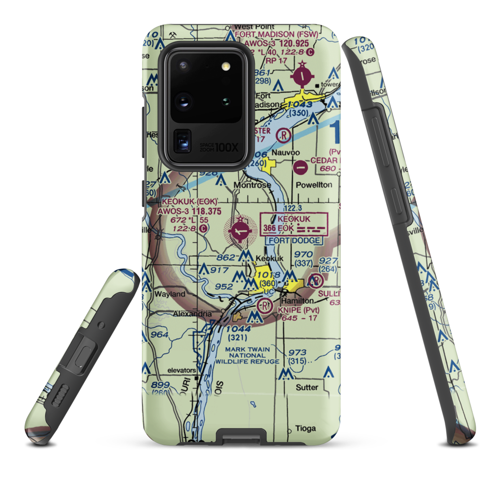 Keokuk Municipal Airport (EOK) VFR Sectional Samsung Phone Case Samsung Galaxy S20 Ultra model shown