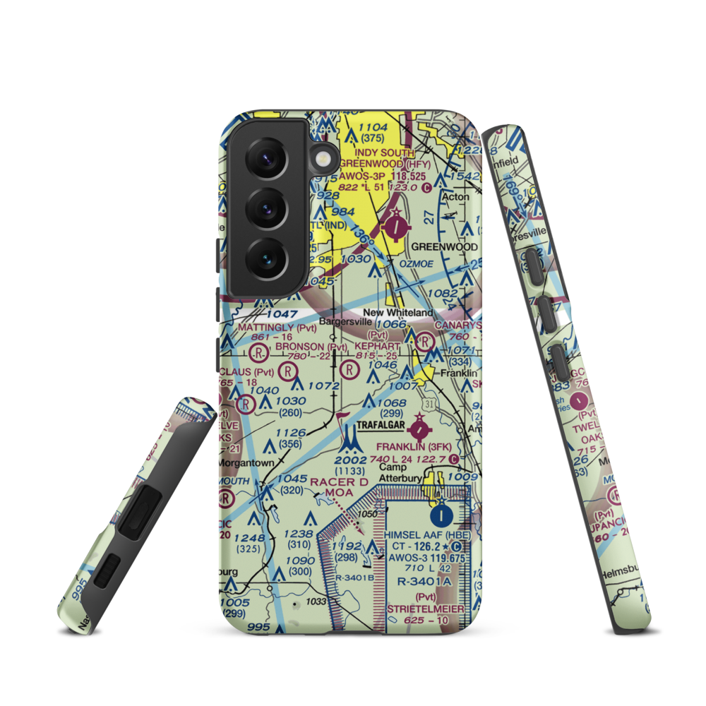 Kephart Field Airport (IN01) VFR Sectional Samsung Phone Case Samsung Galaxy S22 model shown