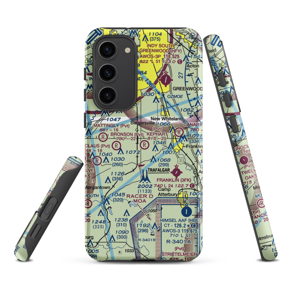 Kephart Field Airport (IN01) VFR Sectional Samsung Phone Case Samsung Galaxy S23 Plus model shown