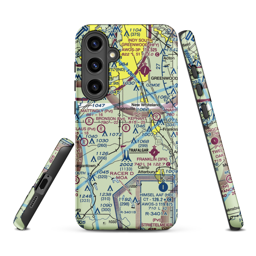 Kephart Field Airport (IN01) VFR Sectional Samsung Phone Case Samsung Galaxy S24 Plus model shown