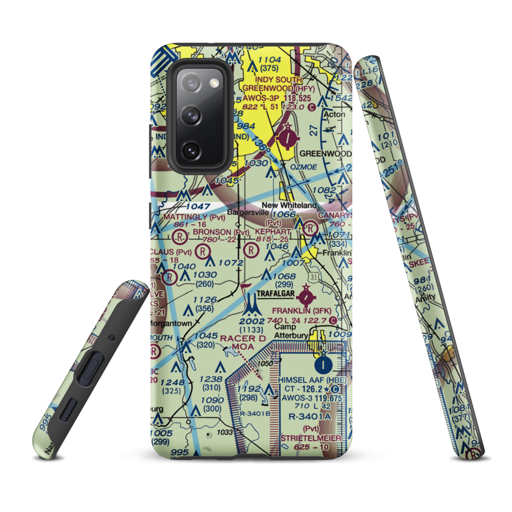 Kephart Field Airport (IN01) VFR Sectional Samsung Phone Case Samsung Galaxy S20 FE model shown