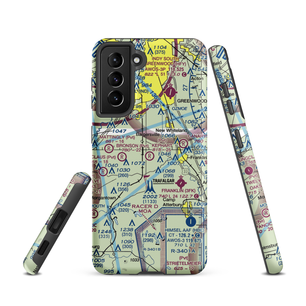 Kephart Field Airport (IN01) VFR Sectional Samsung Phone Case Samsung Galaxy S21 model shown