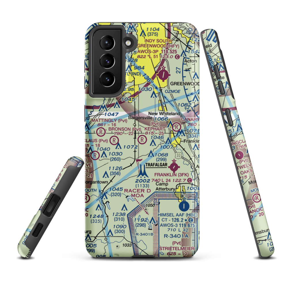 Kephart Field Airport (IN01) VFR Sectional Samsung Phone Case Samsung Galaxy S21 FE model shown