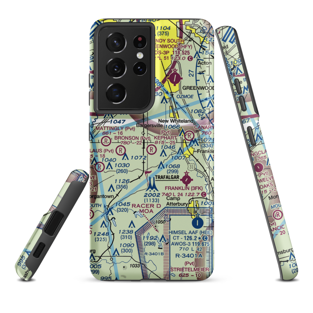Kephart Field Airport (IN01) VFR Sectional Samsung Phone Case Samsung Galaxy S21 Plus model shown