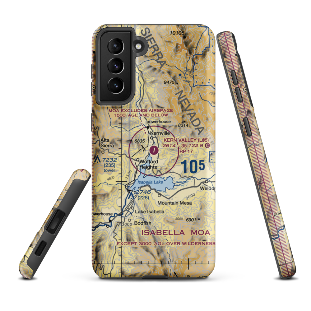Kern Valley Airport (L05) VFR Sectional Samsung Phone Case Samsung Galaxy S21 FE model shown
