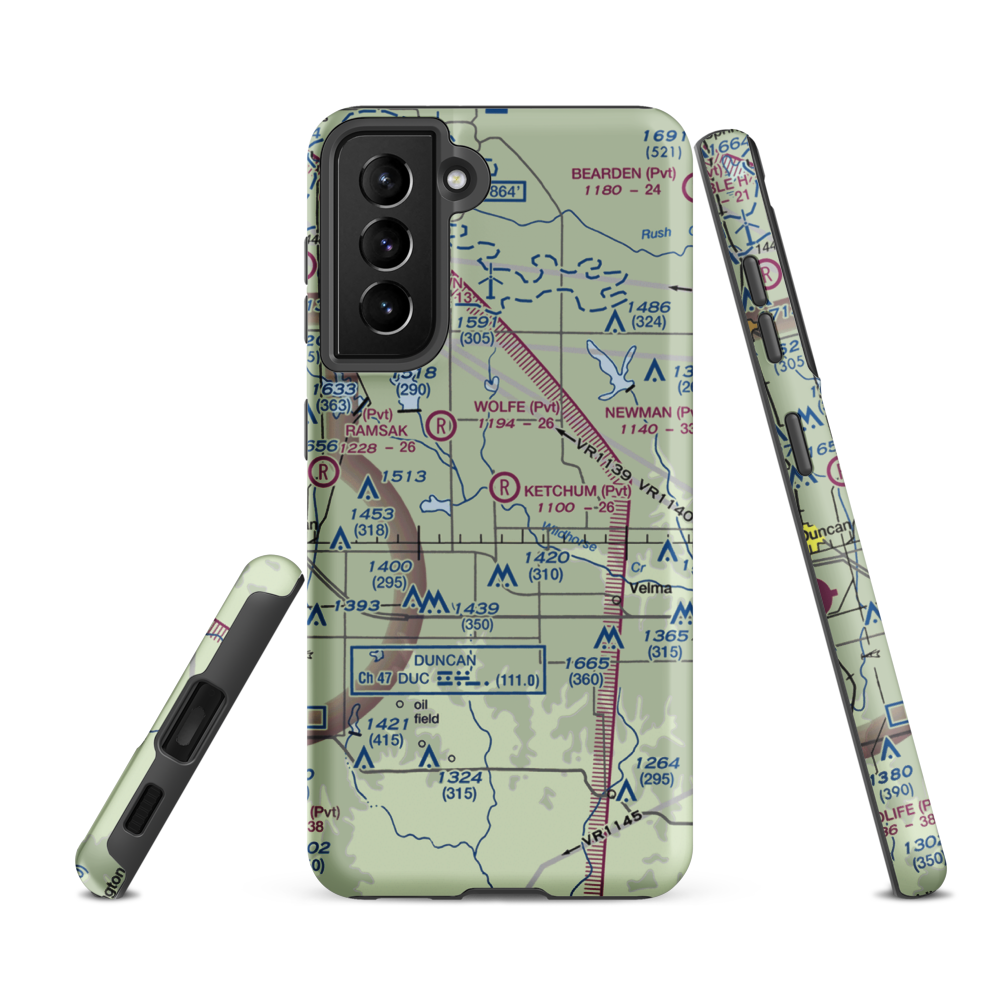 Ketchum Ranch Airport (OK97) VFR Sectional Samsung Phone Case Samsung Galaxy S21 FE model shown