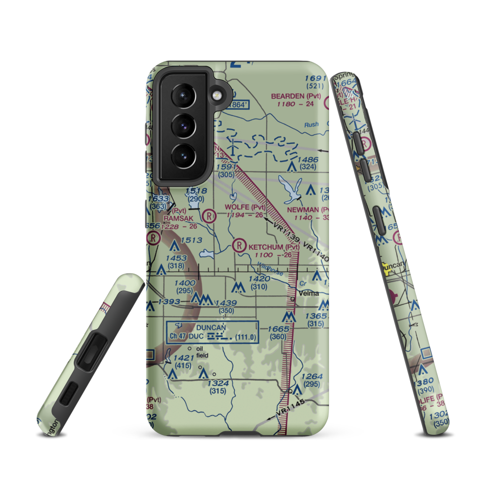 Ketchum Ranch Airport (OK97) VFR Sectional Samsung Phone Case Samsung Galaxy S21 model shown