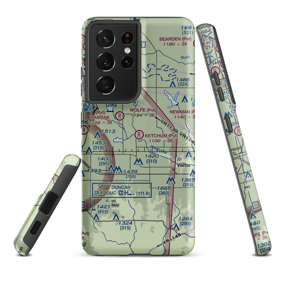Ketchum Ranch Airport (OK97) VFR Sectional Samsung Phone Case Samsung Galaxy S21 Ultra model shown