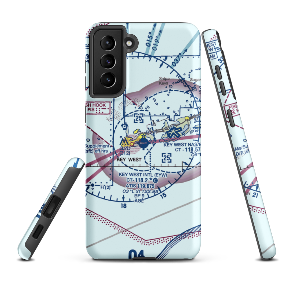 Key West International Airport (EYW) VFR Sectional Samsung Phone Case Samsung Galaxy S21 FE model shown