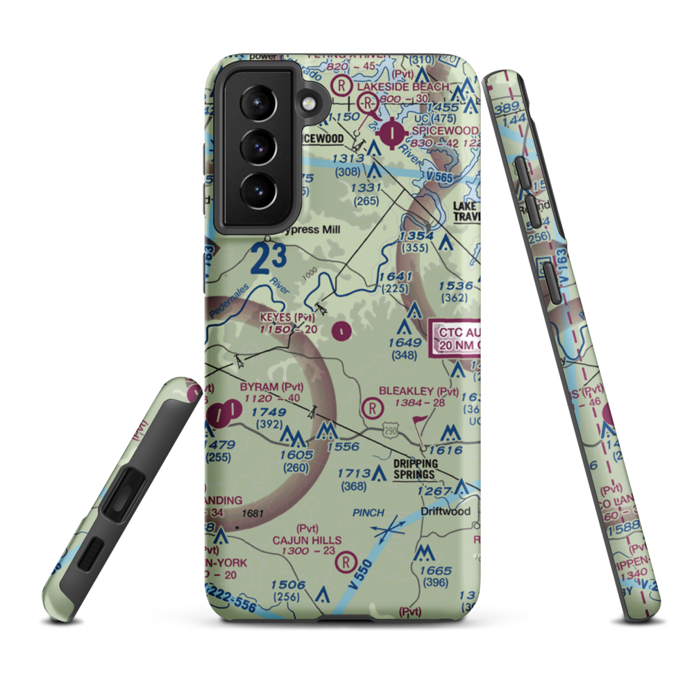 Keyes Ranch Airport (14TX) VFR Sectional Samsung Phone Case Samsung Galaxy S21 Plus model shown
