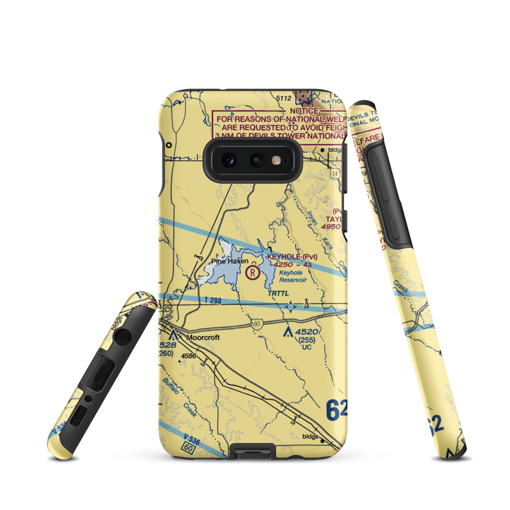 Keyhole Airport (01WY) VFR Sectional Samsung Phone Case Samsung Galaxy S10e model shown